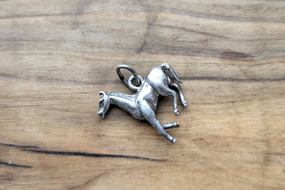 Sterling Silver Galloping Horse Charm - Stamped and Tested Sterling Silver - Bronco Charm - Beau Sterling