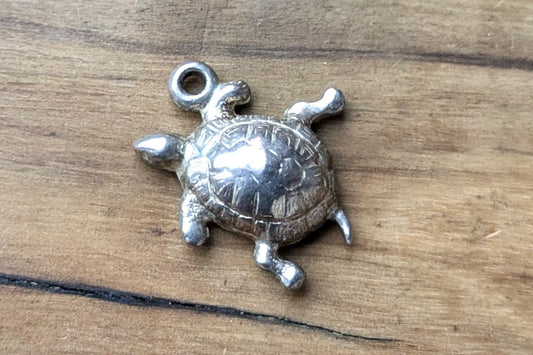 Cute Sterling Silver Turtle Charm - Tested Sterling Silver - Wisdom/Longevity Charm