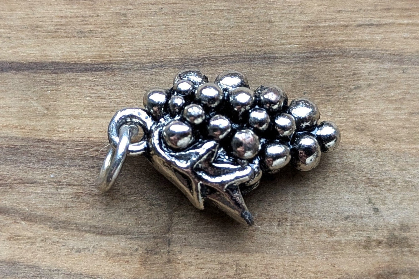 Sterling Silver Grape Cluster Charm - Tested Sterling Silver - Wine Making Jewelry - Vineyard Charms