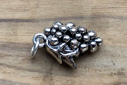Sterling Silver Grape Cluster Charm - Tested Sterling Silver - Wine Making Jewelry - Vineyard Charms