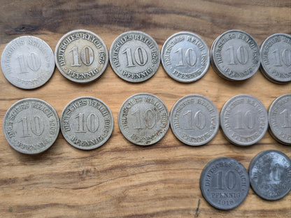 1800s and 1900s German 10 Pfennig - Great condition - Choose by Date - German Empire, WWI Era Germany Coin -