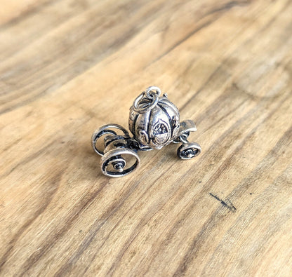 Beautiful Disney Cinderella Pumpkin Carriage Charm - Sterling Silver (925 Silver) Collectible Vintage Disney Charm - Cinderella Carriage