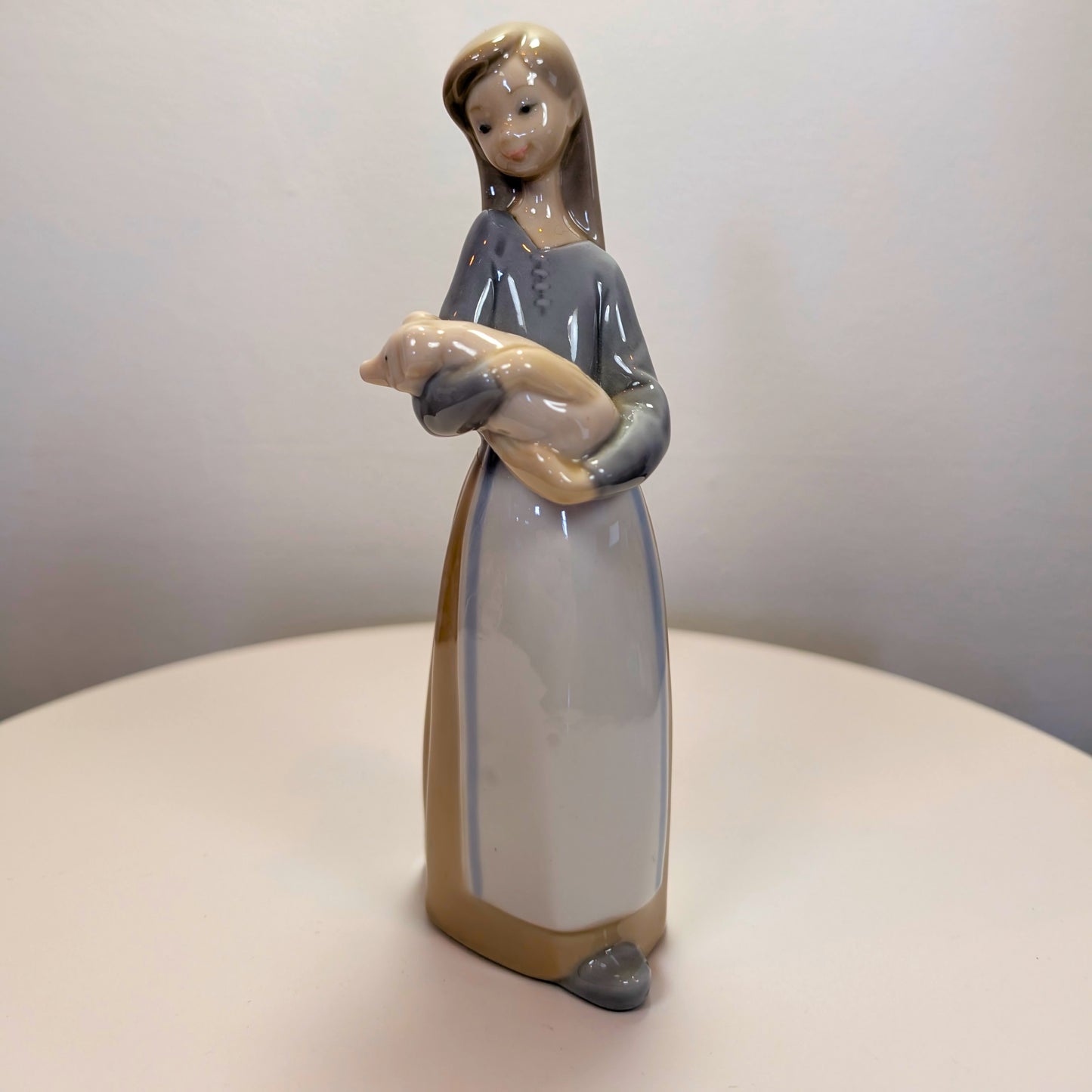 LLADRO  Girl with Pig - Children with Animals Collection Glossy Finish Porcelain Figurine- LIKE NEW