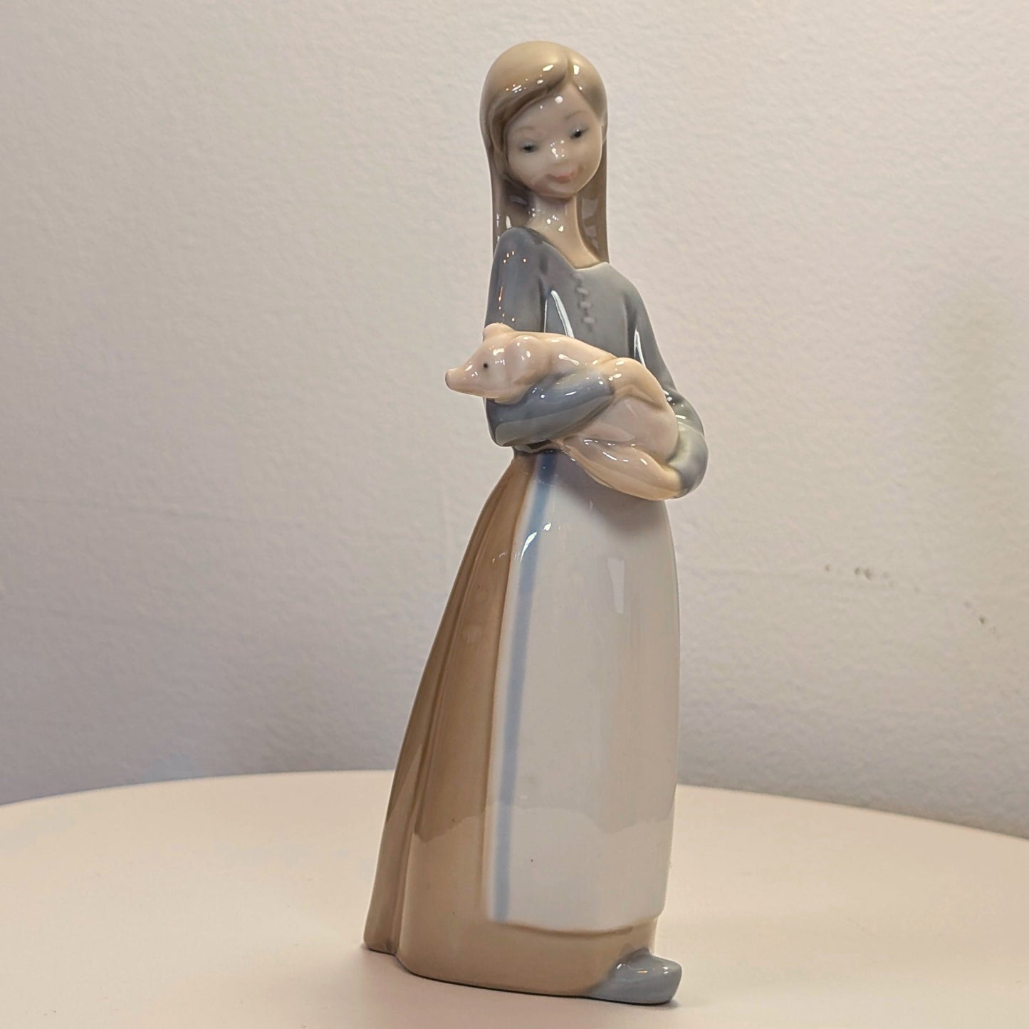 LLADRO  Girl with Pig - Children with Animals Collection Glossy Finish Porcelain Figurine- LIKE NEW