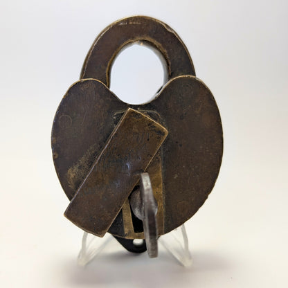 Railroad Padlock & Key N.Y.N.H & H.R.R Heart Cast Style - 1800s or 1900s