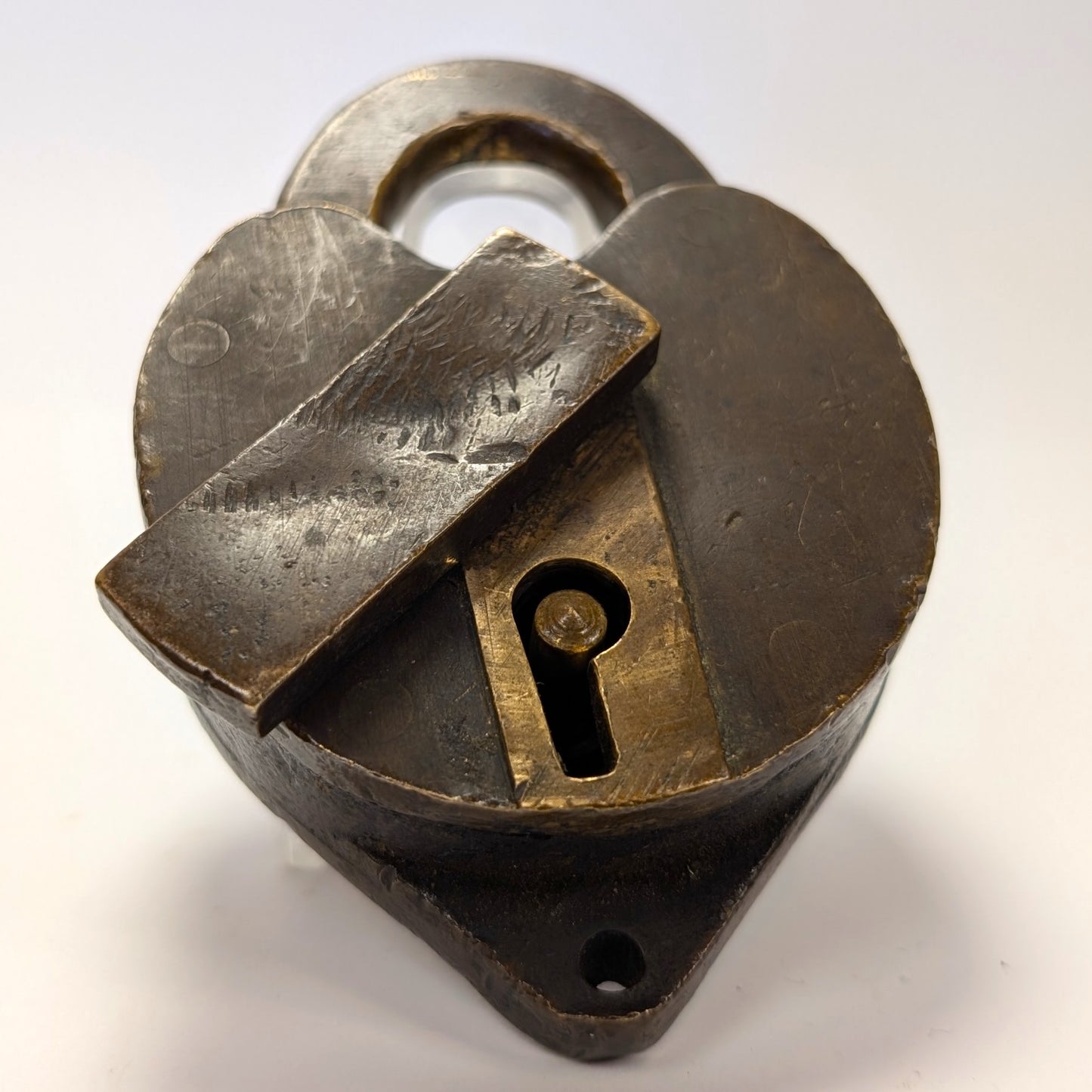 Railroad Padlock & Key N.Y.N.H & H.R.R Heart Cast Style - 1800s or 1900s