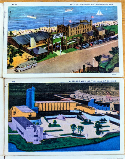 Lot of 6 1933 Chicago World's Fair Century of Progress Linen Postcards - All Posted/Stamped - Vintage Chicago World's Fair Postcard