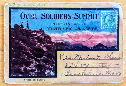 1915 Postmarked Over Soldiers Summit Denver & Rio Grande R.R. Souvenir Booklet - Vintage Denver and Rio Grande Railroad Postcard Folder