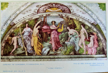 Lot of 2 1910s Library of Congress Washington D.C. Mural Postcards - Henry O. Walker Murals - Vintage Congressional Library Mural Postcards