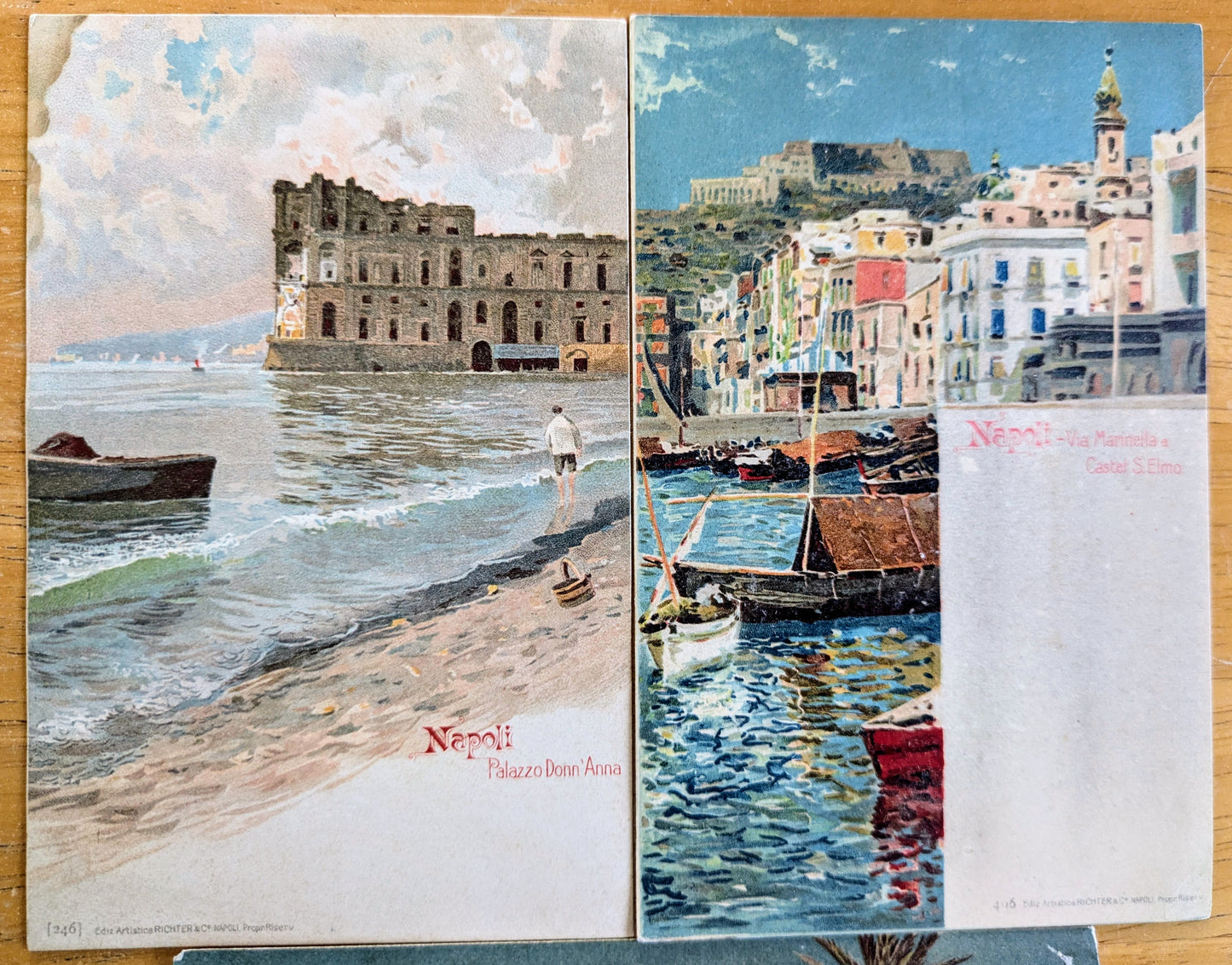Lot of 3 1900s Napoli Italy Artist Scenes Postcards - Unposted/Blank - Pre-1907 Richter & Co. Naples Italian Painting Postcard