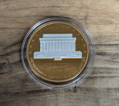 100th Anniversary Lincoln Memorial Commemorative Token - 1914-2014 Lincoln Memorial Anniversary Medallion