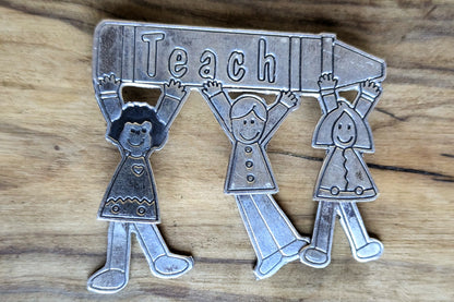 Sterling Silver Teach Brooch - Stamped and Tested Sterling Silver - Teachers Jewelry - Teachers Appreciation