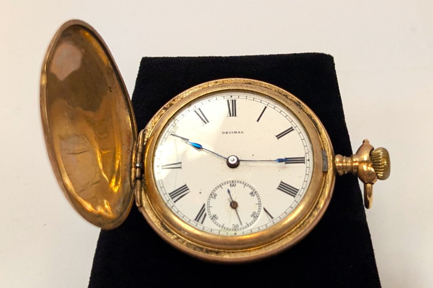 Vintage Gold Filled AWC Co Decimal Face Cashier Pocket Watch - Analog Watch - 15 Jewels - Manual Wind Up - For Repair or Parts - Not Working!