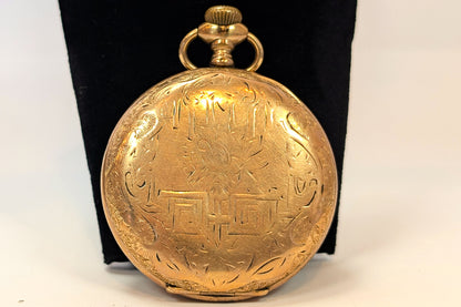 Vintage Gold Filled AWC Co Decimal Face Cashier Pocket Watch - Analog Watch - 15 Jewels - Manual Wind Up - For Repair or Parts - Not Working!