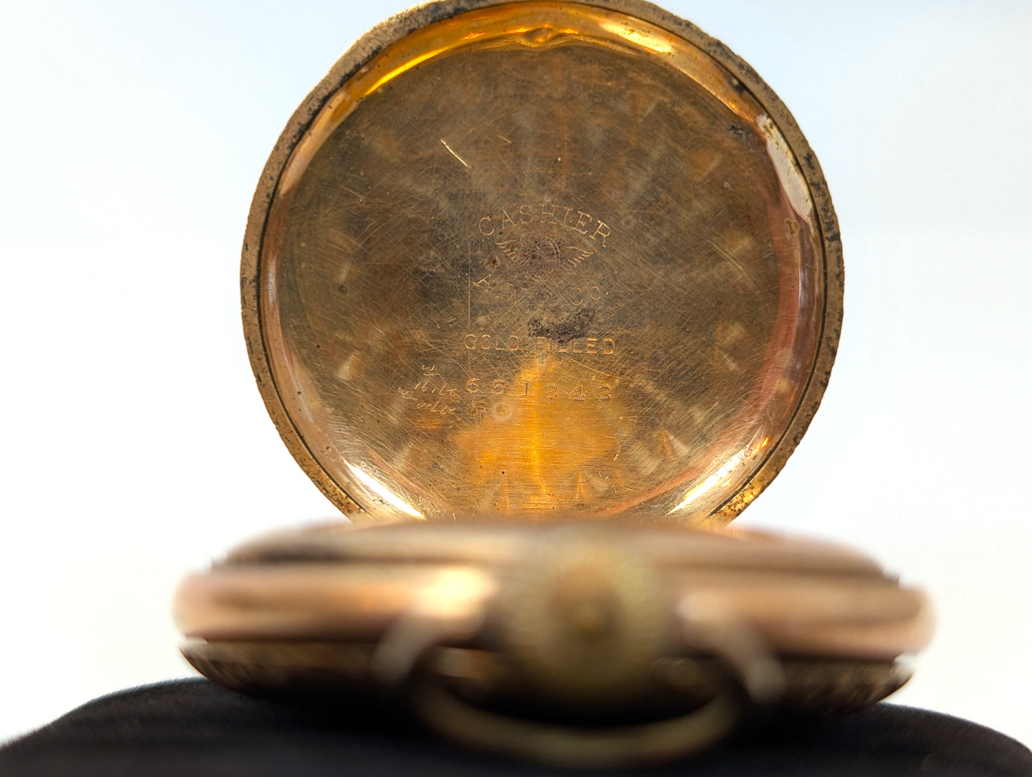 Vintage Gold Filled AWC Co Decimal Face Cashier Pocket Watch - Analog Watch - 15 Jewels - Manual Wind Up - For Repair or Parts - Not Working!