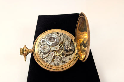 Vintage Gold Filled AWC Co Decimal Face Cashier Pocket Watch - Analog Watch - 15 Jewels - Manual Wind Up - For Repair or Parts - Not Working!