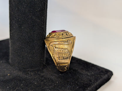 14KT Gold Filled Over 925 US Marine Corps Tun Tavern Ring - Size 9.5 - Iwo Jima - WWII Ring - Ruby Stone