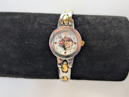 Vintage Valdawn Betty Boop Watch - 7 Inches - 2002 - Silver and Gold Tone Link Style Watch - Working!