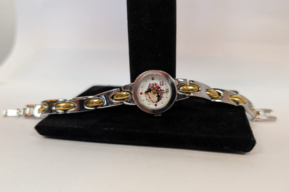 Vintage Valdawn Betty Boop Watch - 7 Inches - 2002 - Silver and Gold Tone Link Style Watch - Working!