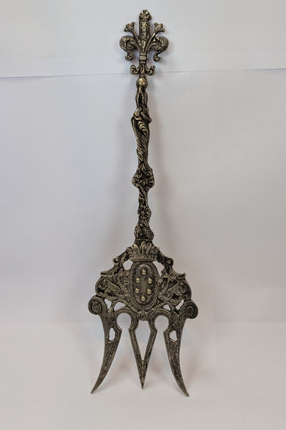 Bordini Silverplated Serving Spoon and Fork - Amazing Designs - Well Detailed - Large Antiques