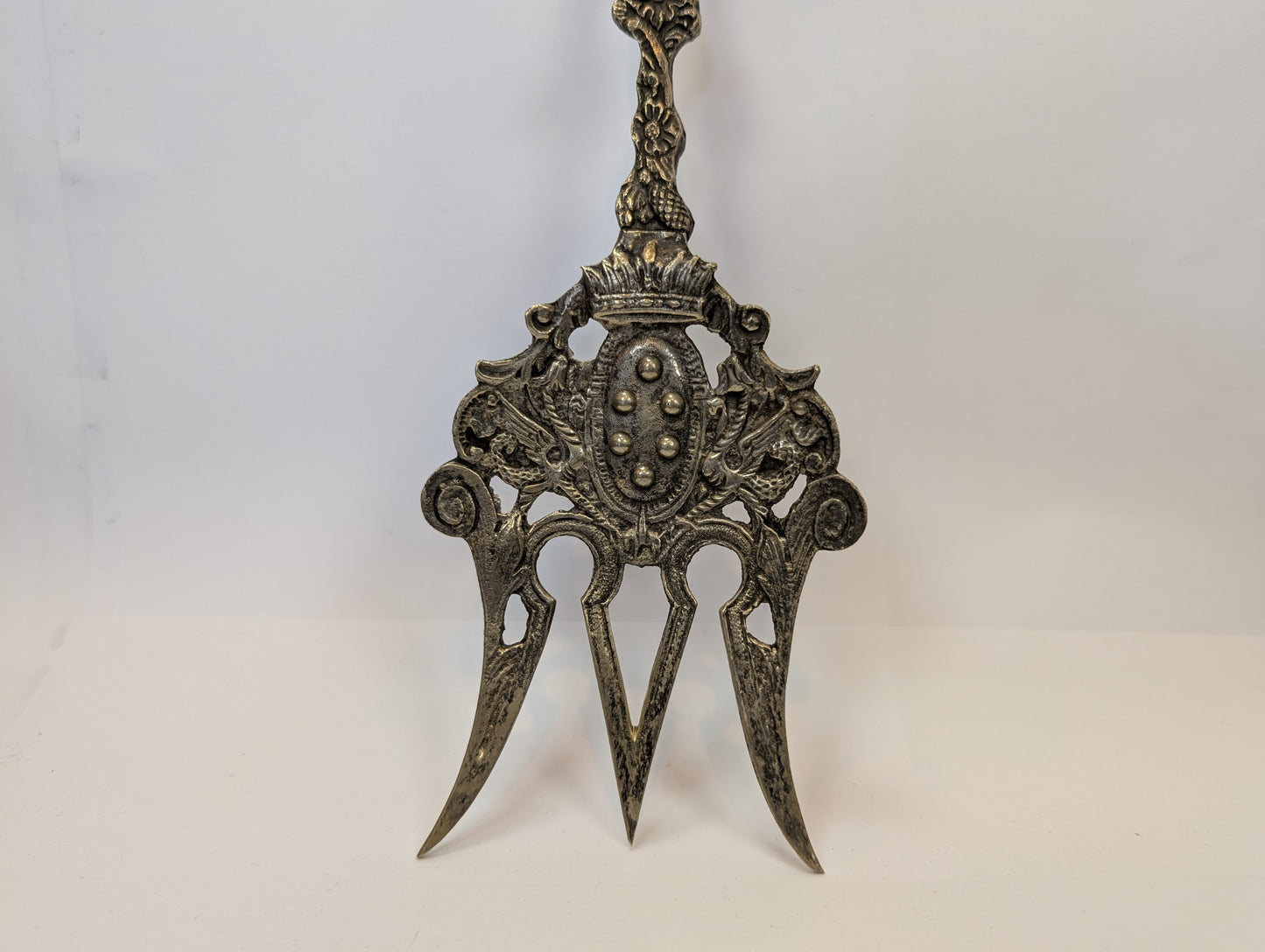 Bordini Silverplated Serving Spoon and Fork - Amazing Designs - Well Detailed - Large Antiques