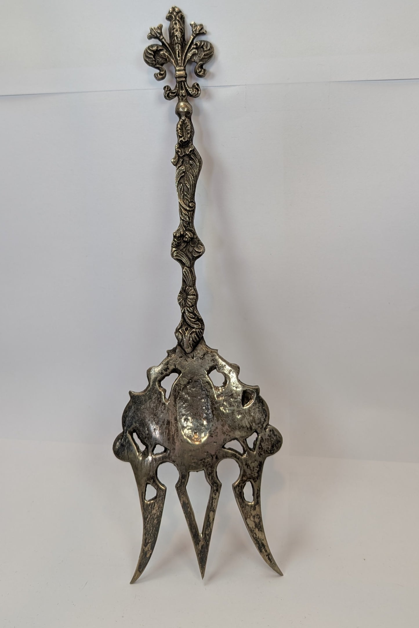 Bordini Silverplated Serving Spoon and Fork - Amazing Designs - Well Detailed - Large Antiques