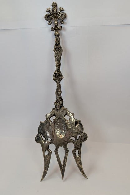 Bordini Silverplated Serving Spoon and Fork - Amazing Designs - Well Detailed - Large Antiques