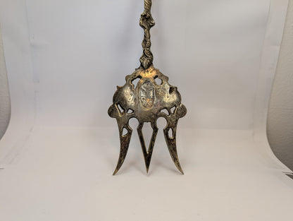 Bordini Silverplated Serving Spoon and Fork - Amazing Designs - Well Detailed - Large Antiques