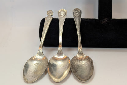 Set of 3 Vintage Silent Movie Star Spoons - Mary Pickford, Thomas Meighan, Charlie McCarthy - 1930s - Talkies