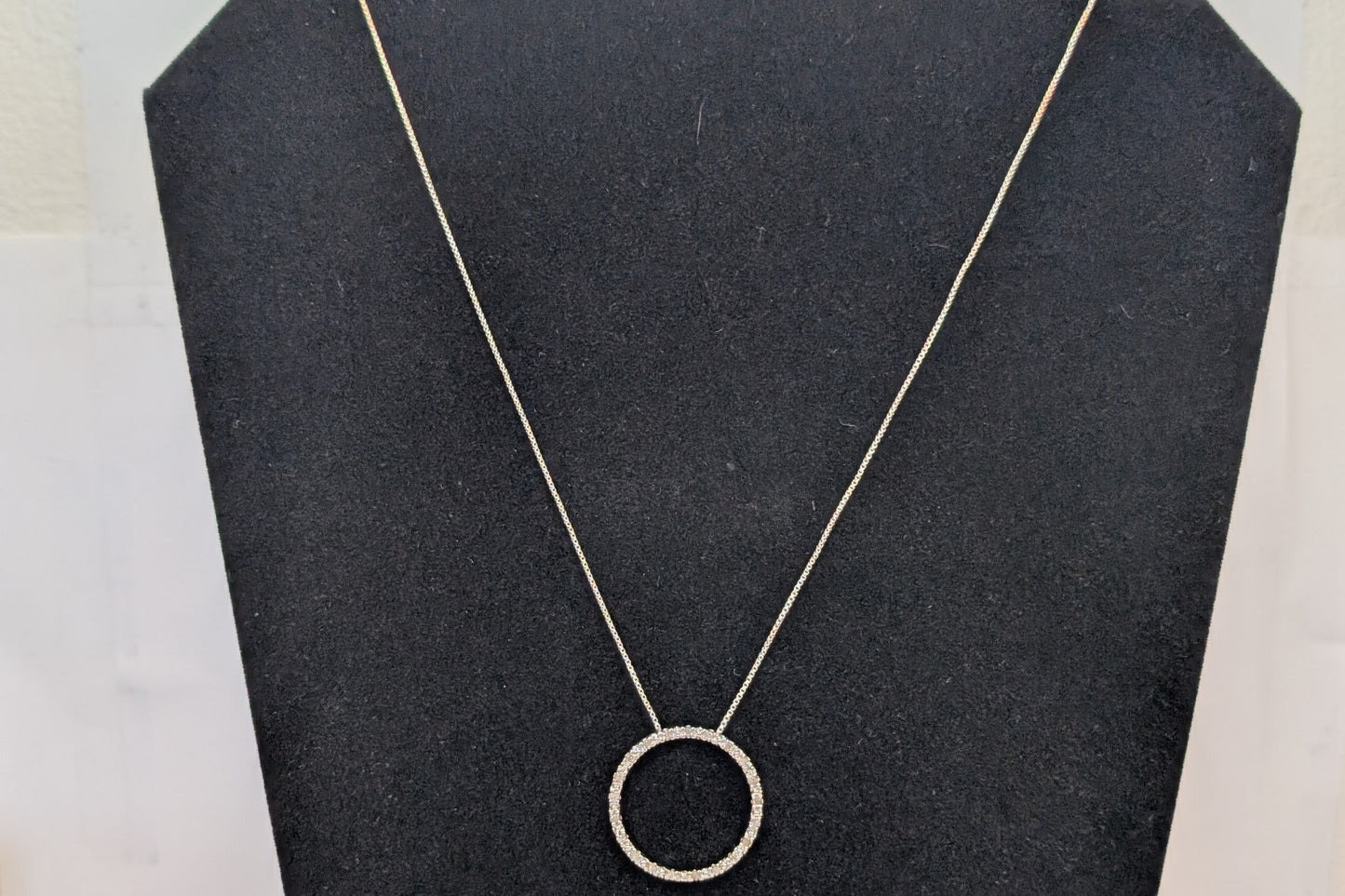 JC Penny 925 Cubic Zirconia Studded Ring Pendant Necklace - 18 Inches - Stamped and Tested Sterling Silver - Comes with Box