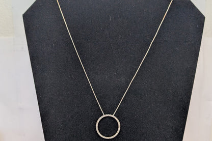 JC Penny 925 Cubic Zirconia Studded Ring Pendant Necklace - 18 Inches - Stamped and Tested Sterling Silver - Comes with Box