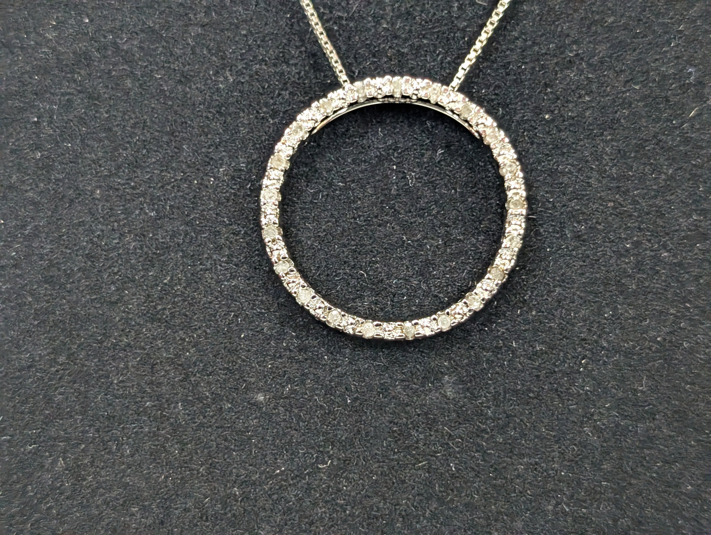 JC Penny 925 Cubic Zirconia Studded Ring Pendant Necklace - 18 Inches - Stamped and Tested Sterling Silver - Comes with Box