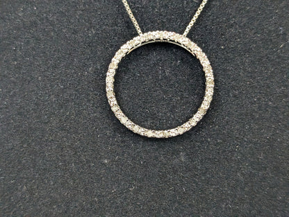 JC Penny 925 Cubic Zirconia Studded Ring Pendant Necklace - 18 Inches - Stamped and Tested Sterling Silver - Comes with Box