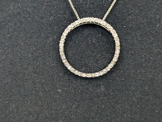 JC Penny 925 Cubic Zirconia Studded Ring Pendant Necklace - 18 Inches - Stamped and Tested Sterling Silver - Comes with Box