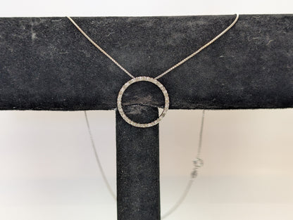 JC Penny 925 Cubic Zirconia Studded Ring Pendant Necklace - 18 Inches - Stamped and Tested Sterling Silver - Comes with Box