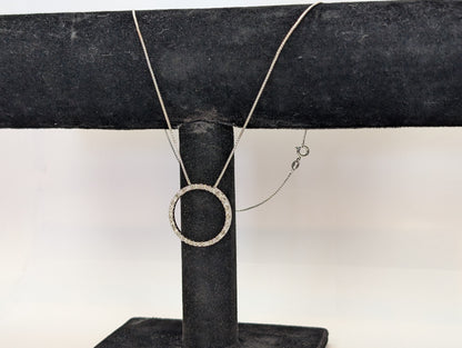 JC Penny 925 Cubic Zirconia Studded Ring Pendant Necklace - 18 Inches - Stamped and Tested Sterling Silver - Comes with Box