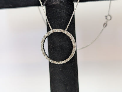 JC Penny 925 Cubic Zirconia Studded Ring Pendant Necklace - 18 Inches - Stamped and Tested Sterling Silver - Comes with Box