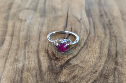 Stunning Gold Plated Silver Ruby Heart Ring - Size 7 - Stamped and Tested Sterling Silver - Heart Ruby Cut - Heart Sterling Outline