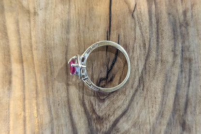 Stunning Gold Plated Silver Ruby Heart Ring - Size 7 - Stamped and Tested Sterling Silver - Heart Ruby Cut - Heart Sterling Outline