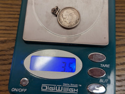 Silver 1962 Dime Charm in Sterling Bezel Pendant - Franklin Roosevelt .900 and .925 Silver