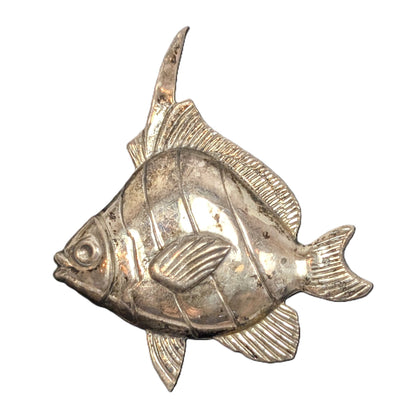 Vintage Sterling Angelfish Pin - Estate Jewelry Brooch-  925 Silver 5.6 Grams