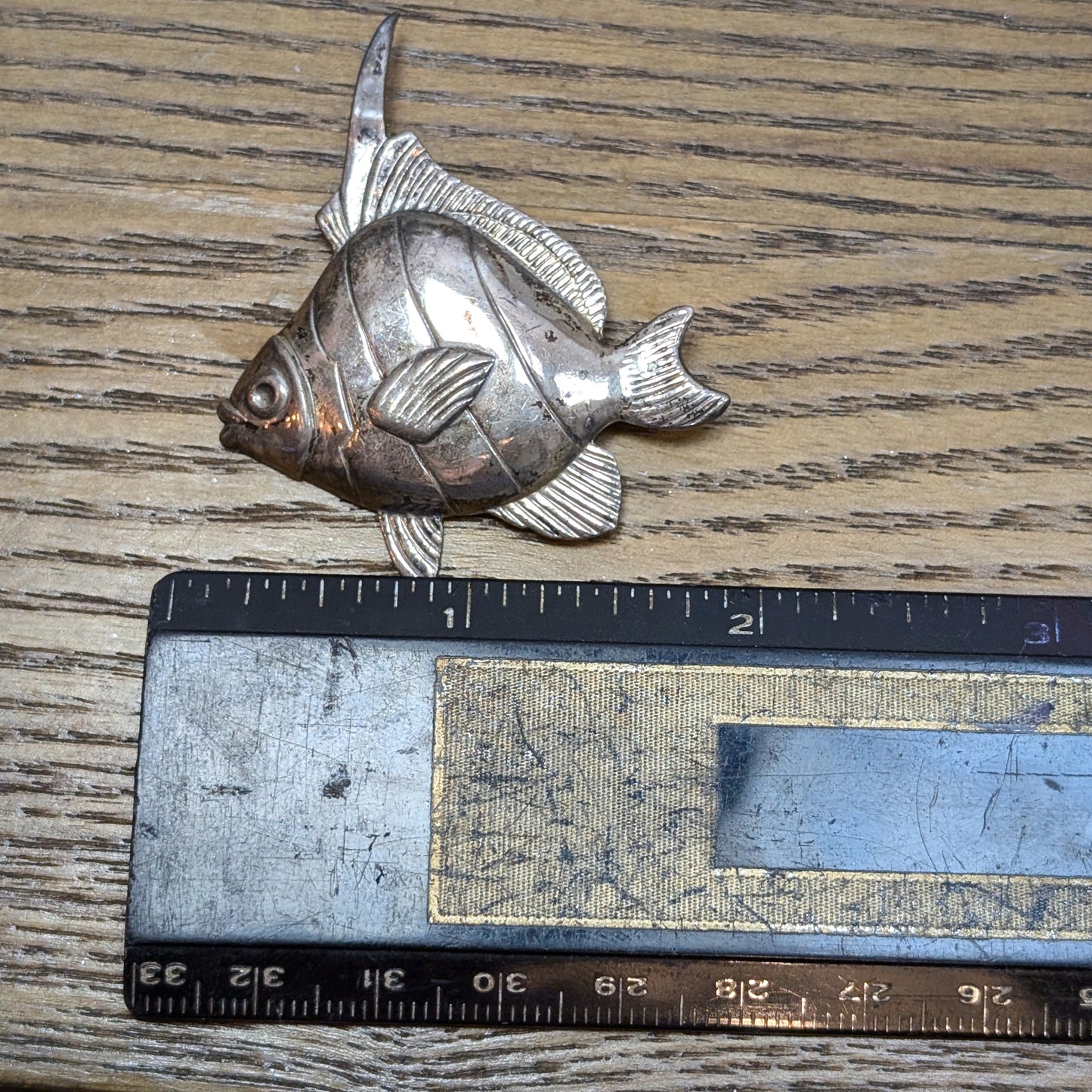 Vintage Sterling Angelfish Pin - Estate Jewelry Brooch-  925 Silver 5.6 Grams