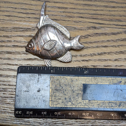 Vintage Sterling Angelfish Pin - Estate Jewelry Brooch-  925 Silver 5.6 Grams
