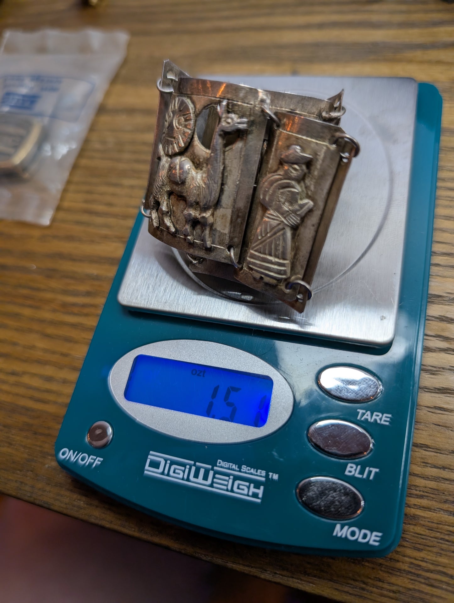 Sterling Llama & Peasant Storyteller Folk Art Panel Bracelet Hand signed "MM" Incan Peru