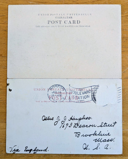 Lot of 2 1900s Gibraltar Casemates Square and Rosia Road Postcards - One Postmarked 1905 - Antique Gibraltar Island Scenes Postcards