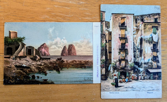 Lot of 2 1900s Capri and Naples Italy Stengel & Co. Postcards - Stengel & Co. Publisher - Antique Capri and St. Lucia Napoli Postcards