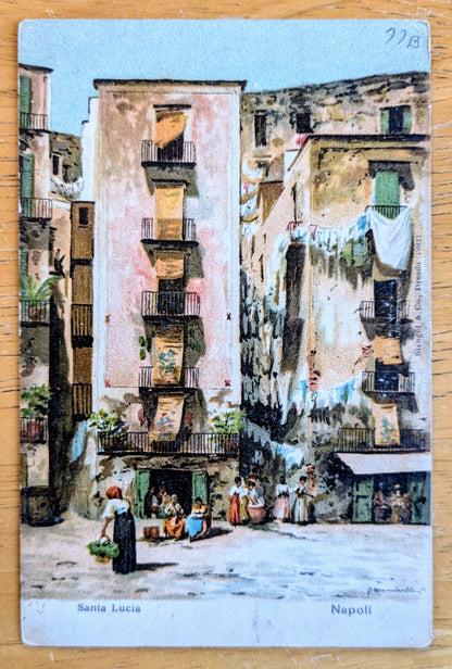 Lot of 2 1900s Capri and Naples Italy Stengel & Co. Postcards - Stengel & Co. Publisher - Antique Capri and St. Lucia Napoli Postcards