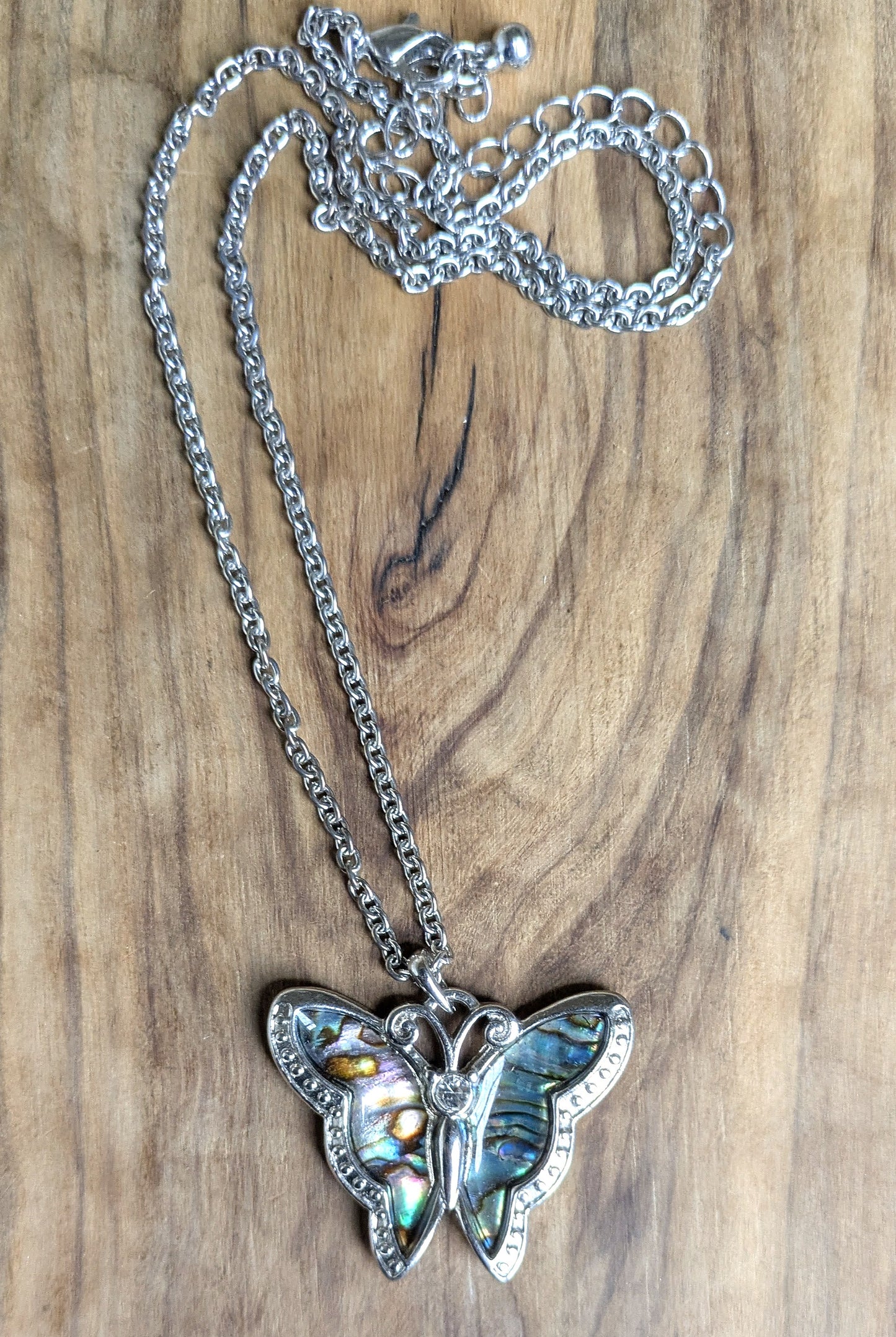 Butterfly Abalone Shell Necklace - Butterfly charm Necklace with Abalone Shell Inlay
