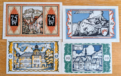 1921 Braunschweiger 10, 25, 50, 75 Pfennig Notgeld Set - Bad Blankenburg Series - 1921 German Emergency Complete Notgeld Set