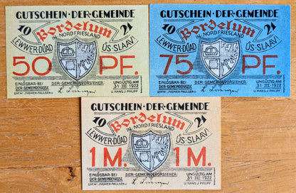 1922 Bordelum in Nordfriesland Germany Notgeld Set - Complete Set - Rather Dead Than Enslaved Series - 1922 German Emergency Pfennig Set